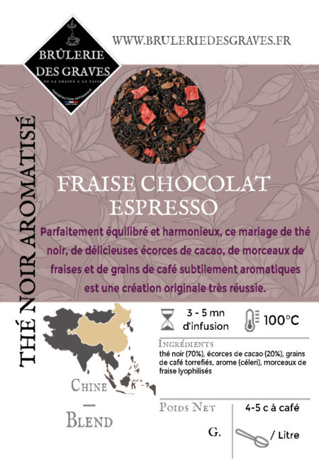 Thé Noir Aromatisé Fraise Chocolat Espresso