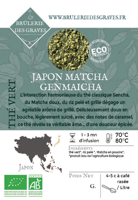 Thé Vert du Japon Bio Matcha Genmaicha