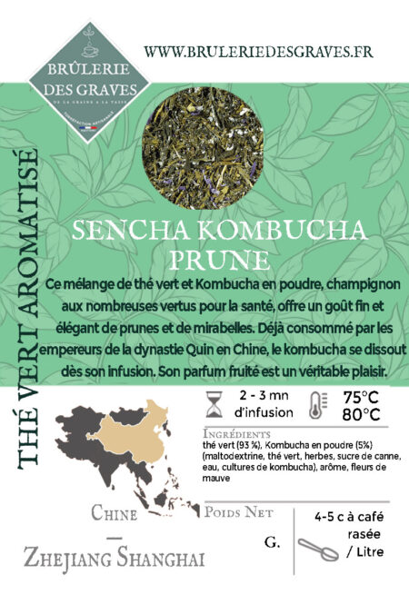 Thé Vert aromatisé Chine Sencha Kombucha Prune
