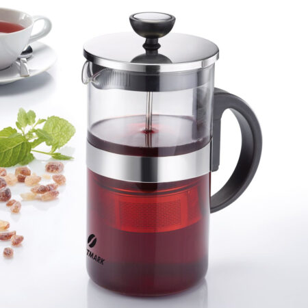 Théière Teatime à piston en verre avec filtre inoxydable 600mL ou 1L